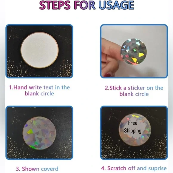 Holographic Thank You Cards with Stickers (25) Scratch Off - Picture 4 of 4